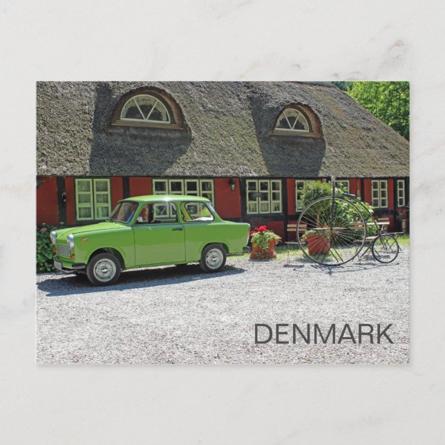 Grande Danemark avec carte postale de voiture Trab (Devant)