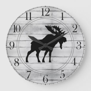 Grande horloge en bois d'orignal rustique