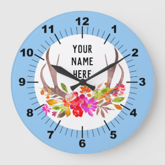 Grande horloge florale personnalisée
