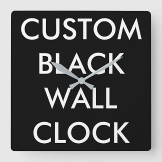 Grande horloge murale carrée NOIRE personnalisée