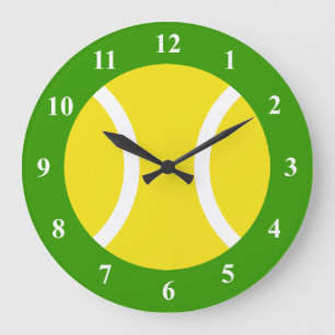 Grande horloge murale de balle de tennis avec des
