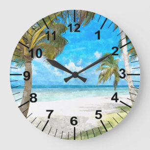 Grande horloge murale vintage de thème de plage