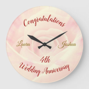 Grande horloge personnalisée pour le 4e anniversai