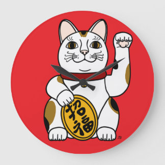 GRANDE HORLOGE RONDE 招き猫 壁掛け時計