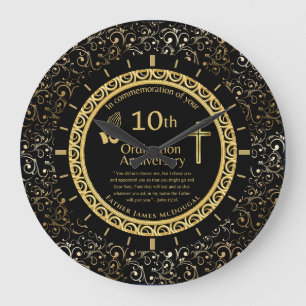 Grande Horloge Ronde 10E Ordination Anniversaire Prêtre PERSONNALISÉ