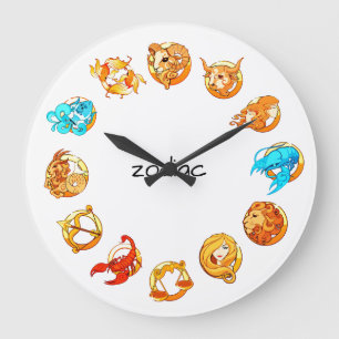 Grande Horloge Ronde 12 Signes de l'astrologie zodiaque