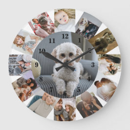 Grande Horloge Ronde 13 Collage photo personnalisé