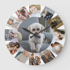 Grande Horloge Ronde 13 Collage photo personnalisé