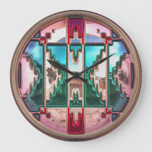 Grande Horloge Ronde 15 Murs Amérindiens Modernes