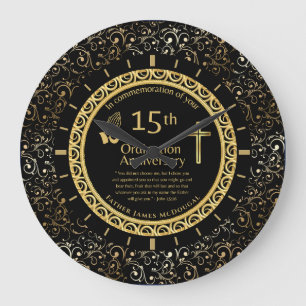 Grande Horloge Ronde 15E Ordination Anniversaire Prêtre PERSONNALISÉ
