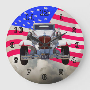 Grande Horloge Ronde 1929 Cord 6-29 Cabriolet and American Flag