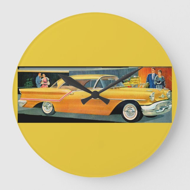 Grande Horloge Ronde 1950 s golden Rocket 88 Oldsmobile (Recto)