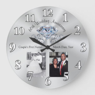 Grande Horloge Ronde 1 à 2 photos et votre Cadeau de 60ièm anniversaire