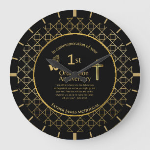 Grande Horloge Ronde 1er anniversaire d'Ordination prêtre PERSONNALISÉ