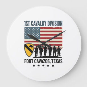 Grande Horloge Ronde 1ère Division de Cavalerie Fort Hood Vintage Sh Mi