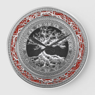 Grande Horloge Ronde [200] Trésor : Arbre de la vie celtique [argent]