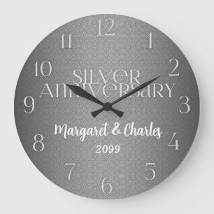 Grande Horloge Ronde 25e anniversaire de mariage personnalisé