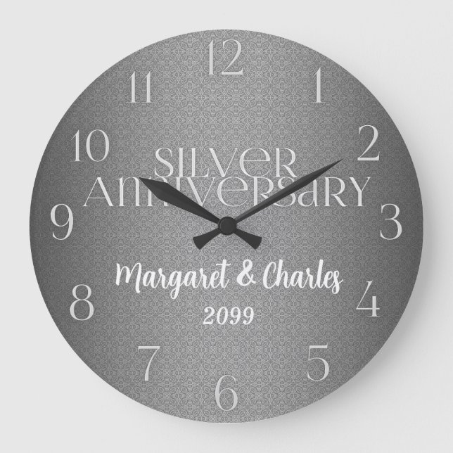 Grande Horloge Ronde 25e anniversaire de mariage personnalisé (Recto)