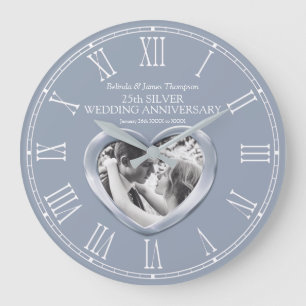 Grande Horloge Ronde 25e anniversaire de mariage personnalisé avec phot