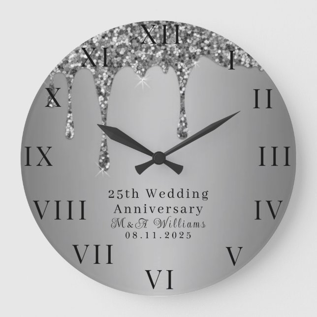 Grande Horloge Ronde 25e anniversaire Mariage Moderne Elégant Cinquanti (Recto)