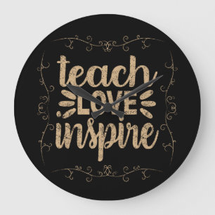 Grande Horloge Ronde 2- Enseigner L'Amour Inspirer Chemise, Retro Ensei