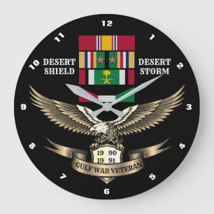 GRANDE HORLOGE RONDE 2 ÉTOILES DE CAMPAGNE GULF GUAR VETERANS