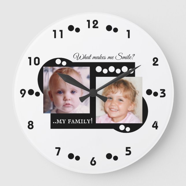 Grande Horloge Ronde 2 photo ma famille blanc (Recto)