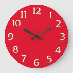 Grande Horloge Ronde 3D Effect Gold Champagne Minimalism Modern Red