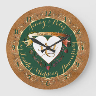 Grande Horloge Ronde 3e anniversaire du Mariage Image en cuir