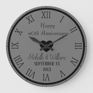 Grande Horloge Ronde 40e anniversaire de mariage personnalisé