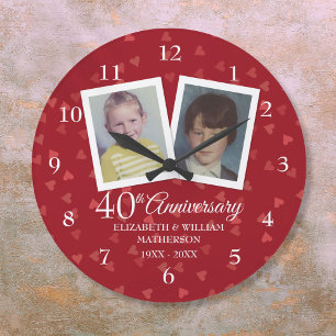 Grande Horloge Ronde 40e anniversaire de mariage rubis Photos d'enfance