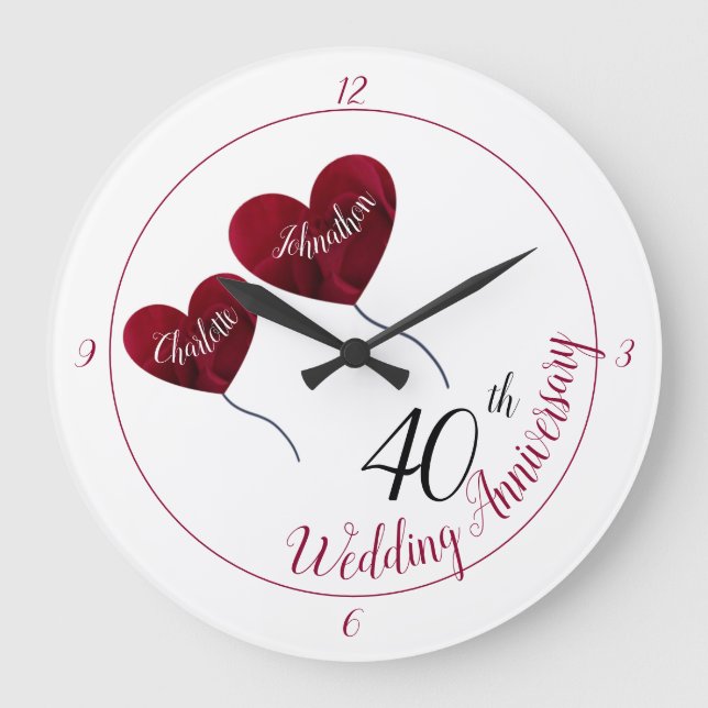 Grande Horloge Ronde 40e anniversaire du mariage de Ruby Ballons de coe (Recto)
