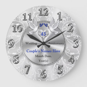 Grande Horloge Ronde 45e anniversaire de Mariage Cadeaux, Inséparables