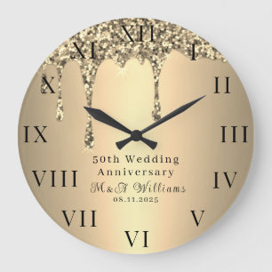 Grande Horloge Ronde 50e anniversaire de mariage moderne élégant cinqua