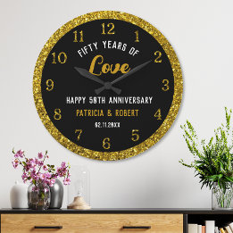 Grande Horloge Ronde 50e anniversaire de Mariage Parties scintillant no