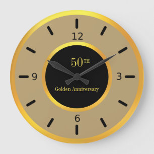 Grande Horloge Ronde 50e anniversaire Or Noir & Beige
