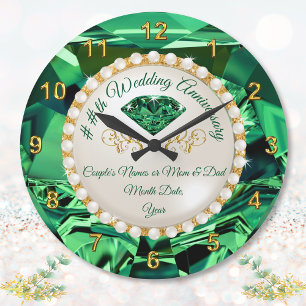 Grande Horloge Ronde 55e, 35e ou 20e anniversaire d'émeraude Cadeaux Ho