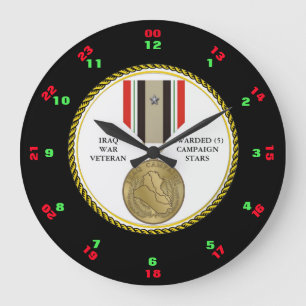 GRANDE HORLOGE RONDE 5 ÉTOILES DE CAMPAGNE VÉTÉRAN DE GUERRE IRAKIEN