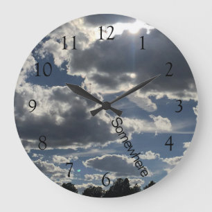 Grande Horloge Ronde 5 O'Horloge quelque part nuages