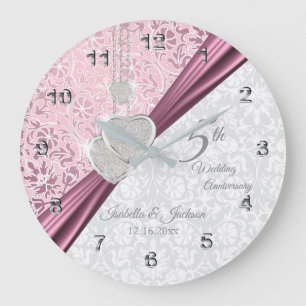 Grande Horloge Ronde 5e anniversaire de Mariage rose Keepsaké