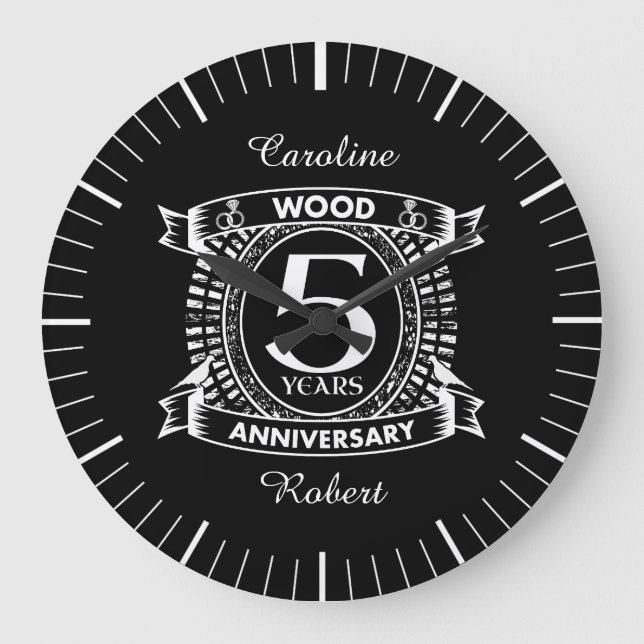 Grande Horloge Ronde 5e anniversaire mariage crête en détresse (Recto)