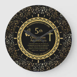 Grande Horloge Ronde 5E Ordination Anniversaire Prêtre PERSONNALISÉ