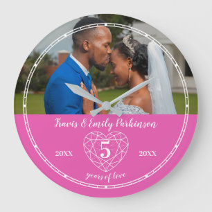 Grande Horloge Ronde 5th Wedding Anniversary heart Pink Tourmaline