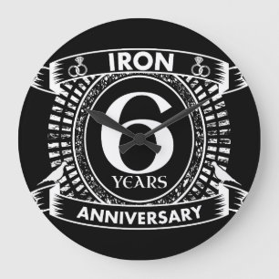 Grande Horloge Ronde 6e anniversaire de mariage blason en détresse