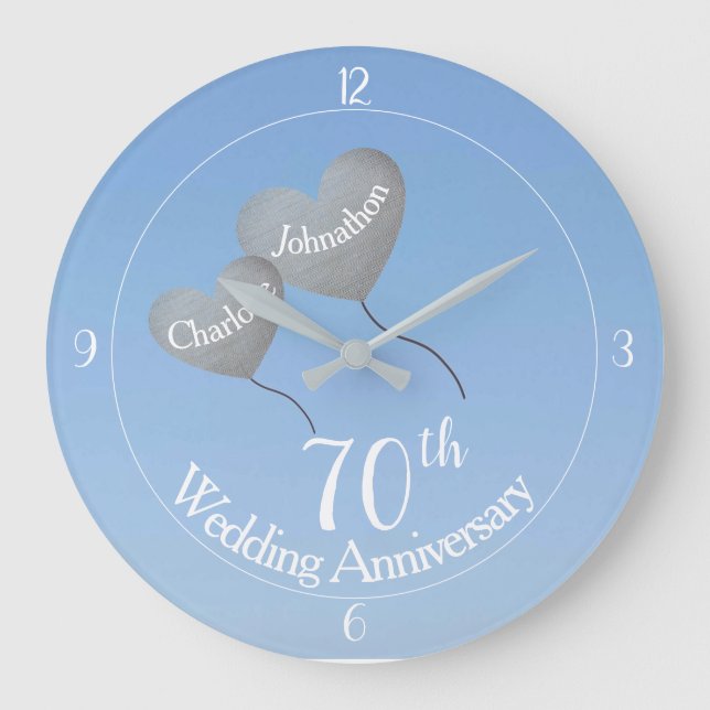 Grande Horloge Ronde 70e anniversaire mariage de platine ballons cardia (Recto)