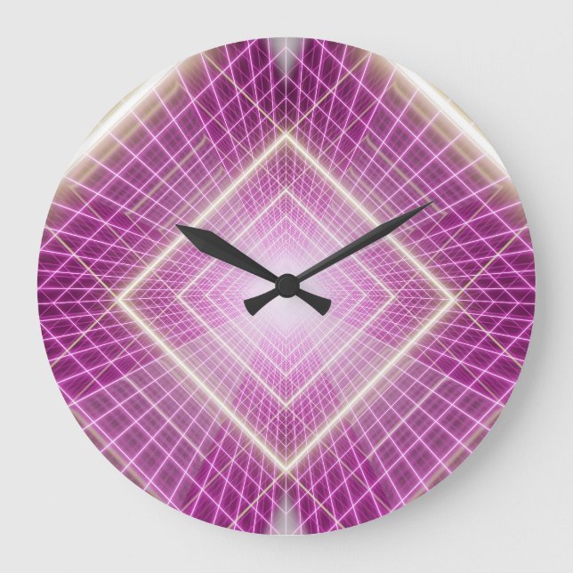 Grande Horloge Ronde 80s Rétro : Arrière - plan 3D Sci-Fi. (Recto)