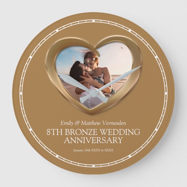 Grande Horloge Ronde 8e anniversaire mariage de bronze coeur photo (Recto)