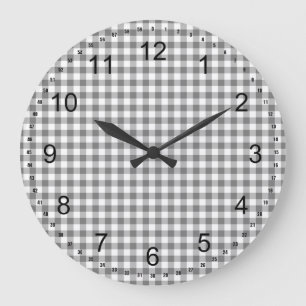 Grande Horloge Ronde à damiers gris et blanc
