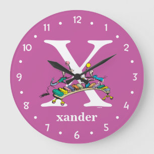 Grande Horloge Ronde ABC du Dr Seuss : Lettre X - Blanc   Ajouter Votre
