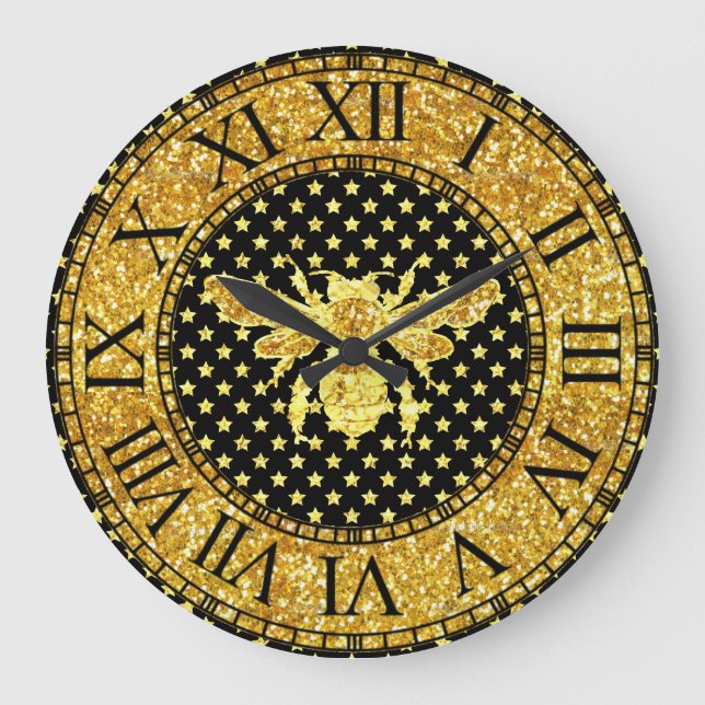 Grande Horloge Ronde Abeille de miel en or (Recto)